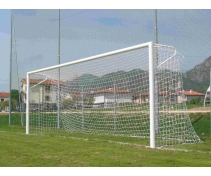 Soccer aluminium goals, elbow net support, welded corner joints,complete with sockets, in compliance with regulations UNI EN 748