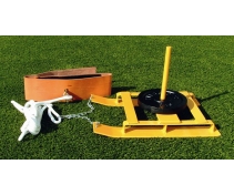 Sledge (weights not included) to improve players acceleration, including leather belt, rope and chain.